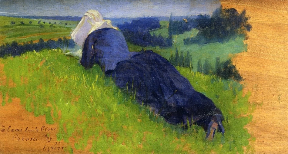 Contadina distesa sull'erba, 1890